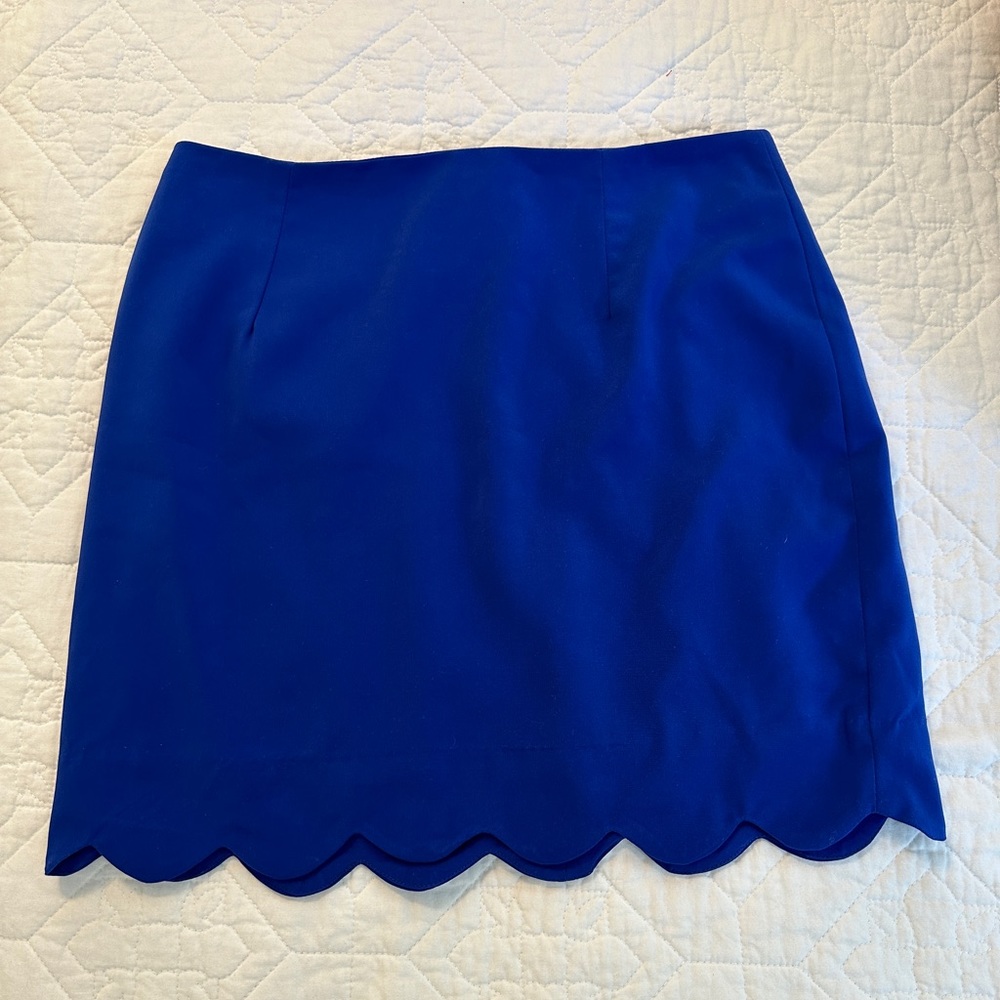 Let Her Be Bright Blue Scallop Skirt Size Small